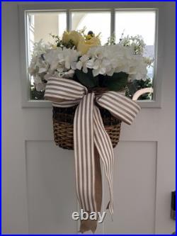 Spring Flower Wreath Door Hanging Decoration Yellow White Peony Home Decor Faux