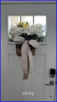 Spring Flower Wreath Door Hanging Decoration Yellow White Peony Home Decor Faux