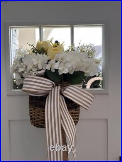 Spring Flower Wreath Door Hanging Decoration Yellow White Peony Home Decor Faux