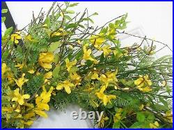 Spring Forsythia & Berry Door Wreath -Yellow Wreaths Wreath with Nest Porch
