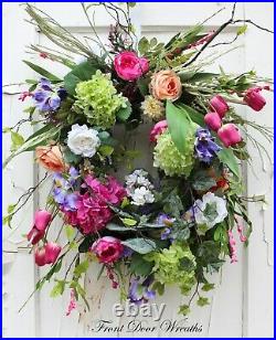 Spring Summer Grapevine Base Tulips Hydrangea Roses Branches Iris African