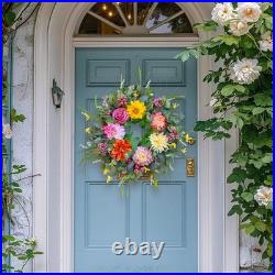 Spring Summer Wreaths for Front Door with Fragrance Bottle, Floral Door Wreat