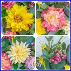 Spring Summer Wreaths for Front Door with Fragrance Bottle, Floral Door Wreat