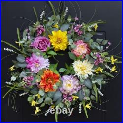 Spring Summer Wreaths for Front Door with Fragrance Bottle, Floral Door Wreat