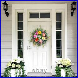 Spring Summer Wreaths for Front Door with Fragrance Bottle, Floral Door Wreat