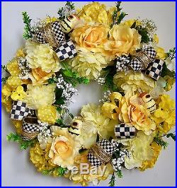 Spring Wreath, Easter Wreath, Summer Wreath, Peony Wreath, Yellow Door Wreath