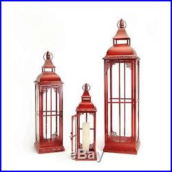 St/3 Victorian Style Christmas Lanterns Burnished Red 20 to 37 High