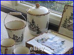 St. Nicholas Square Snow Valley Christmas Holiday Dinnerware for 8 withServerware