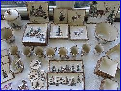 St. Nicholas Square Snow Valley Christmas Holiday Dinnerware for 8 withServerware