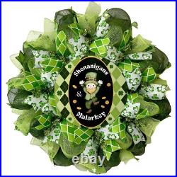 St. Patrick’s Day Shenanigans & Malarkey Handmade Deco Mesh Wreath