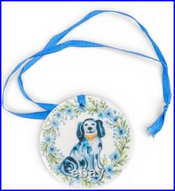 Staffordshire Reproduction Porcelain Blue Dogs Christmas Ornaments -Set of 6