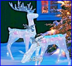 Standing Deer with Feeding Fawn Christmas Lawn Light Up Decoration 2 Piece Set