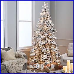 Sterling 7-1/2′ Heavy Flocked Layered Spruce Lighted Christmas Tree w Remote