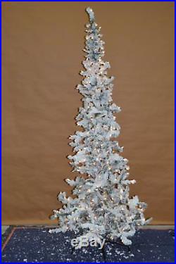 Sterling Tree Co. 7.5 Ft. Narrow Flocked Austin Pine Pre-lit Christmas Tree