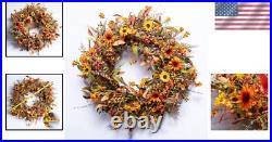 Stunning 24-Inch Fall Wreath for Front Door Perfect for Thanksgiving Decor