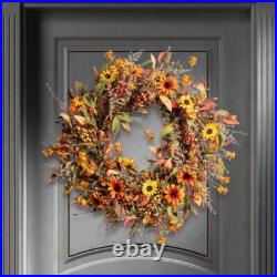 Stunning 24-Inch Fall Wreath for Front Door Perfect for Thanksgiving Decor