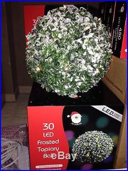 Stunning Frosted Christmas 27cm/11 Topiary Ball/30 White LED Lights/ Decoration