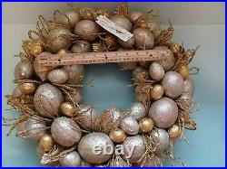 Stunning PIER1 EASTER SPRING GOLD CAPIZ FLORAL EGG GLAMOUR Wreath Sold Out