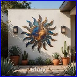 Sun Metal Wall Art, Celestial Outdoor Decor, Large Sunburst Sculpture for Patio