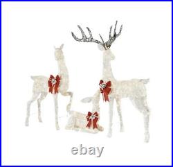 Super Cute! Set Of 3 Warm White LED Deer Family Holiday Yard Decoration, NIB
