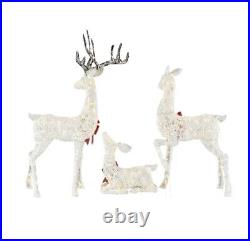 Super Cute! Set Of 3 Warm White LED Deer Family Holiday Yard Decoration, NIB