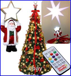 Superstar Santa Pop-Up Christmas Tree, 7FT, Pre-Lit With 200 LED Lights, as SEEN o