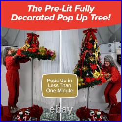 Superstar Santa Pop-Up Christmas Tree, 7FT, Pre-Lit With 200 LED Lights, as SEEN o