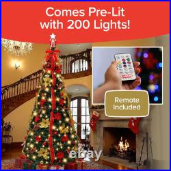Superstar Santa Pop-Up Christmas Tree, 7FT, Pre-Lit With 200 LED Lights, as SEEN o
