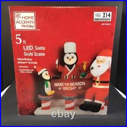 Sushi Santa Claus and Chef Penguins Holiday Inflatable Blowup 5 ft NIB