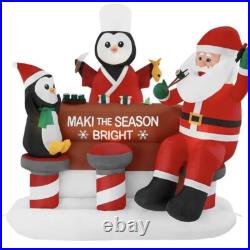 Sushi Santa Claus and Chef Penguins Holiday Inflatable Blowup 5 ft NIB