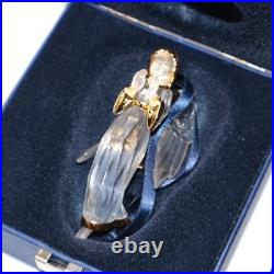 Swarovski Crystal Memories 2000 Angel Ornament Hands Up Gold Trim COA, Box Gift