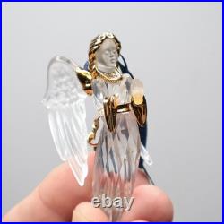 Swarovski Crystal Memories 2000 Angel Ornament Hands Up Gold Trim COA, Box Gift