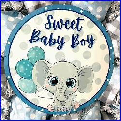 Sweet Baby Boy Wreath Handmade Deco Mesh