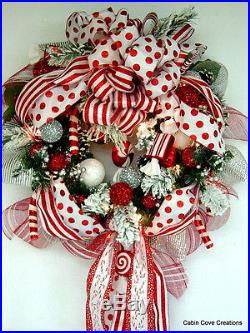 Sweet Treat Christmas Holiday Wreath Prelit red white matching garland available