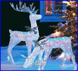 Sylvania Silver White LED Outdoor Christmas Lawn Deer Decoration Set of 2