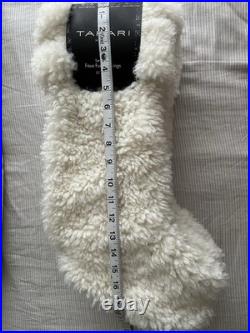 TAHARI 22 White Faux Fur Shearling Set of 4 Christmas Stockings Holiday Xmas