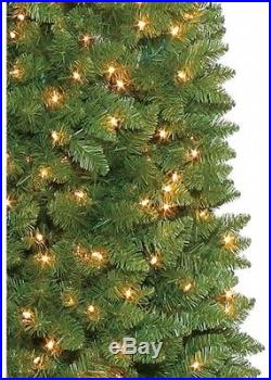 TALL 9' Pre-Lit Pencil Christmas Tree Narrow Holiday Decor Green Clear Lights