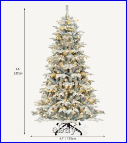 TAUS 6.5/ 7.5FT Pre-Lit Flocked Artificial Snow Flocked Layered Christmas Tree