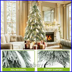 TAUS 6ft Snow Flocked Artificial Pre-Lit Flocked Drooping Pampas Christmas Tree