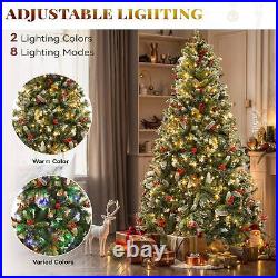 TAUS 9FT Pre-Lit Frosted Pine Artificial Christmas Tree with2058 Tips 900 Lights