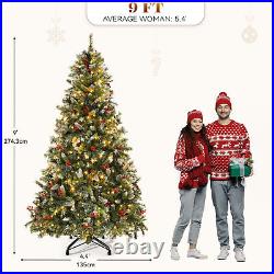 TAUS 9FT Pre-Lit Frosted Pine Artificial Christmas Tree with2058 Tips 900 Lights
