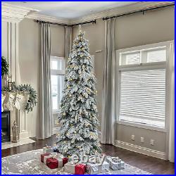 TAUS Pre-Lit Pine Artificial Christmas Tree, 9FT Tower Flocked Christmas Tree