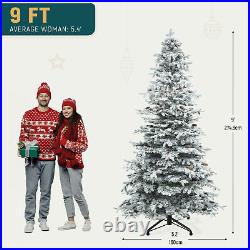 TAUS Pre-Lit Pine Artificial Christmas Tree, 9FT Tower Flocked Christmas Tree