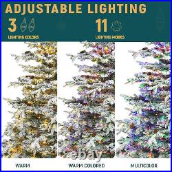 TAUS Pre-Lit Pine Artificial Christmas Tree, 9FT Tower Flocked Christmas Tree