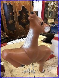 TPI Vintage 1989 Lighted 38 Santa Sleigh With Reindeer Blow Mold Outdoor Yard