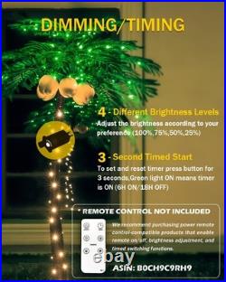 TYBEEU 7ft Lighted Palm Tree 208 LED Lights with Glowing Coconuts Dimmable
