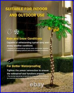 TYBEEU 7ft Lighted Palm Tree 208 LED Lights with Glowing Coconuts Dimmable