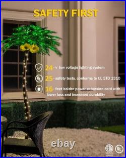 TYBEEU 7ft Lighted Palm Tree 208 LED Lights with Glowing Coconuts Dimmable