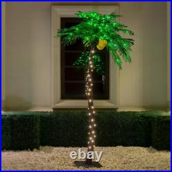 TYBEEU 7ft Lighted Palm Tree 208 LED Lights with Glowing Coconuts Dimmable