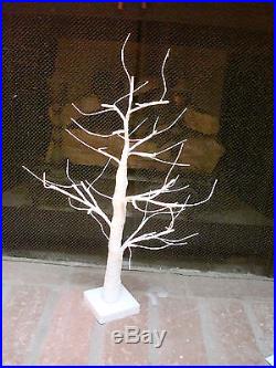 Table top white glittered birch 24 Christmas tree 20 light LED battery operated